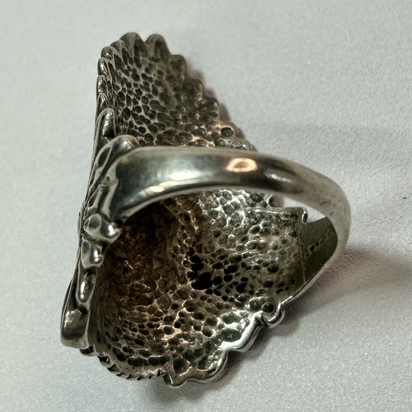 Vintage Signed Ted Ott Sterling Silver 925 Native Indian Chief Onyx Headdress - Picture 4 of 9